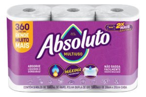 Papel Toalha Absoluto Multiuso 360 Folhas Com 3 Unidades