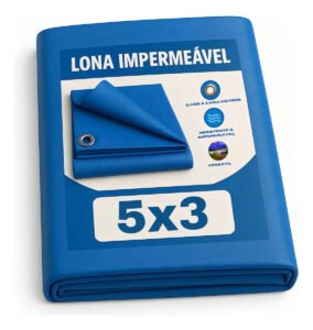 Lona 5×3 Plástica Impermeável Azul Carreteiro Telhados Piscina Multi Uso 75g/m Lonas Online