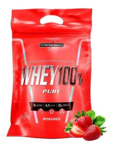 Top Whey 100% Hiper Pure 907g Isolada Concentrada – Refil Sabor Morango