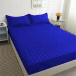 Capa Protetora Colchão Box Casal Padrão Matelado Impermeável Azul Royal Liso Casal