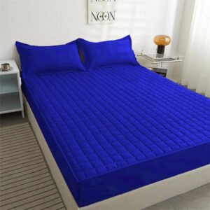 Capa Protetora Colchão Box Casal Padrão Matelado Impermeável Azul Royal Liso Casal