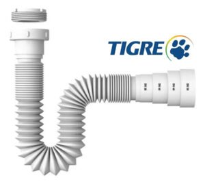 Sifão Sanfonado Ajustável Flexível Multiuso Universal Branco Tigre Ideal Torneiras Pias Lavatórios