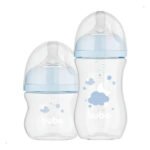 Kit 2 Mamadeiras Buba Easy Flow Anticólica 270 E 120 Ml Cor Azul Nuvem