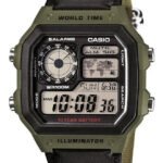 Relógio Casio Masculino Quadrado Ae-1200whb-3bvdf Cor da correia Verde