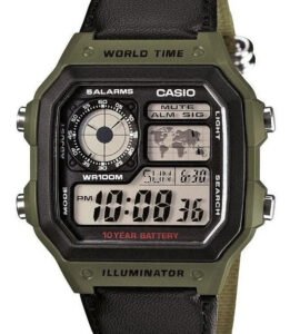 Relógio Casio Masculino Quadrado Ae-1200whb-3bvdf Cor da correia Verde