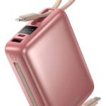 Carregador Portátil Power Bank Basike 20000mAh 22.5W Rápido Cabos Embutidos Tipo C iPhone Samsung