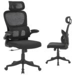 Cadeira De Escritório Ergonômica HighLoad Presidente Com apoio Lombar e de Cabeça Preta Estofado De Mesh Coworking Home Office