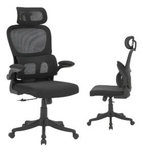 Cadeira De Escritório Ergonômica HighLoad Presidente Com apoio Lombar e de Cabeça Preta Estofado De Mesh Coworking Home Office