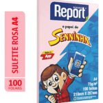 Papel Report Sulfite Senninha – A4 75g – Colorido – 100 Fls Rosa-claro