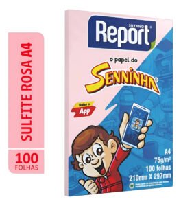 Papel Report Sulfite Senninha – A4 75g – Colorido – 100 Fls Rosa-claro