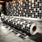 Papel De Parede adesivo Pastilha Preta Autocolante lavável envelopamento móveis e paredes rolo 10m X 45cm