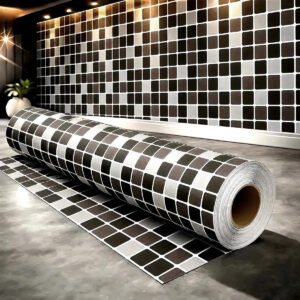 Papel De Parede adesivo Pastilha Preta Autocolante lavável envelopamento móveis e paredes rolo 10m X 45cm