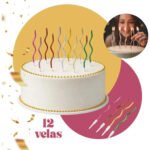 Kit 12 Vela De Aniversario Vela Espiral Palito Metalizada Bolo Ondulada Colorida TopLine Brasil
