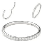 Piercing Titânio Argola Click Cravejada 8mm Prata Addiesdive®