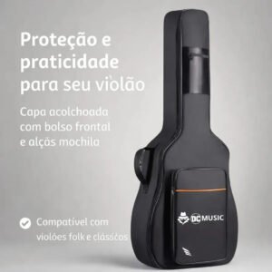 Capa para Violão Don Caprini Acolchoada com Alça Mochila e Bolso Frontal para Folk e Clássico até 41″