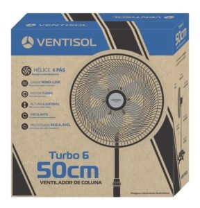 Ventisol Ventilador de Coluna Turbo 6 Pás 50cm cor Preto