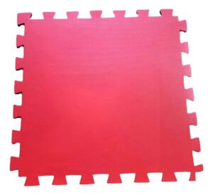 Tatame Eva Liso Vermelho de 100×100 cm com 1 cm de Espessura e Bordas