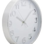 Relógio De Parede 30cm Para Cozinha, Sala – Prata E Branco