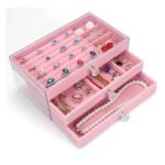 Organizador de joias Bijou, colares, anéis, brincos, joias rosa