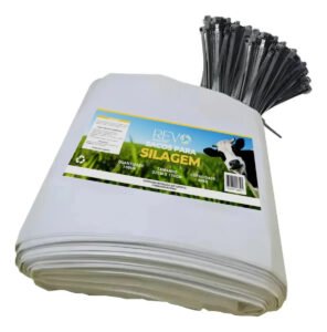 Kit 100 Sacos Silagem 52×110 200 Micras + 100 Abraçadeiras Cor leitoso