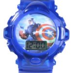 Relógio Infantil Digital Personagens Vingadores Luz E Som Cor Da Correia Azul – Capitão América