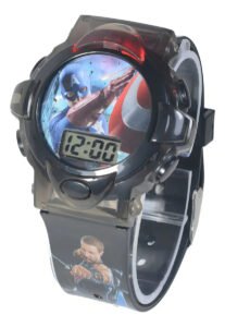 Relógio Infantil Digital Personagens Vingadores Luz E Som Cor Da Correia Preto – Vingadores