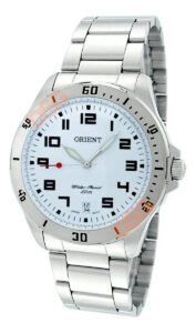 Relógio De Pulso Orient Mbss1155a S2SX Com Pulseira De Aço Inoxidável Cor Prateado – Fundo Branco